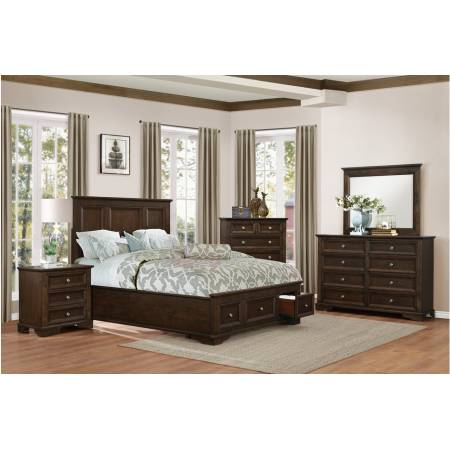1844DC-1*4 4PC SETS Queen Platform Bed with Footboard Storage