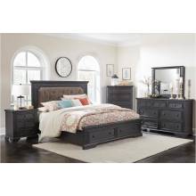 1647-1*5 5PC SETS Queen Platform Bed with Footboard Storage