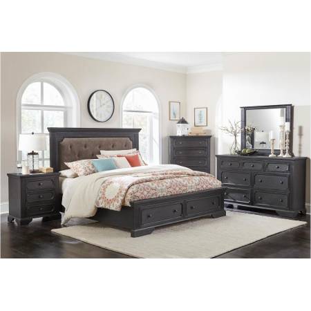 1647-1*4 4PC SETS Queen Platform Bed with Footboard Storage