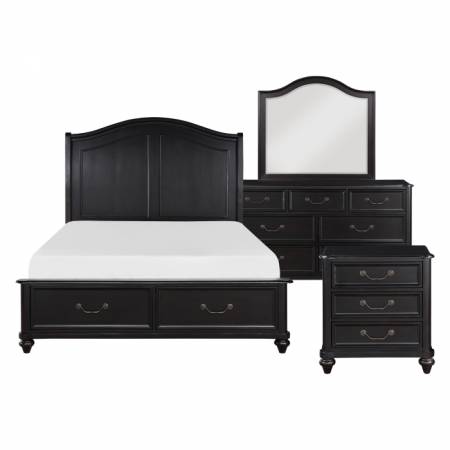 1420K-1CK*4 4PC SETS California King Platform Bed with Footboard Storage