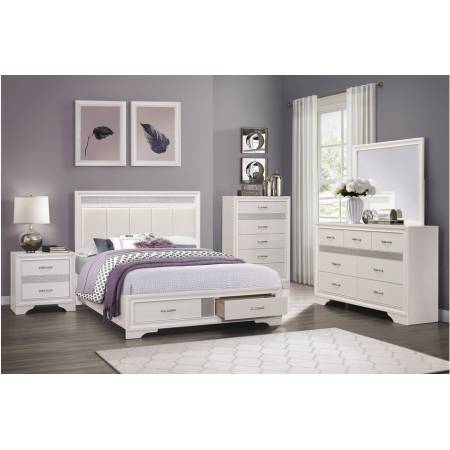 1505W-1*4 4PC SETS Queen Platform Bed with Footboard Storage