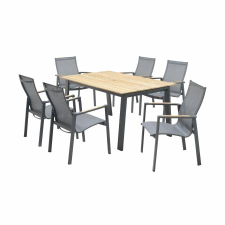 Maltese Dining Set 79" Table+ 7 Chairs Teak Wood