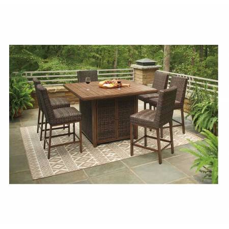 Ashley Furniture Paradise Trail Counter Height Fire Pit Bar Table with 6 Stools