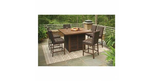 Ashley paradise trail bar table with online fire pit