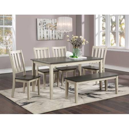 CM3478WH-T-6PC 6PC SETS FRANCES DINING TABLE + 4 CHAIRS + BENCH