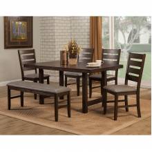 2929 Alpine Furniture 2929-01 Emery 6PC SETS Dining Table + 4 Chairs + Bench