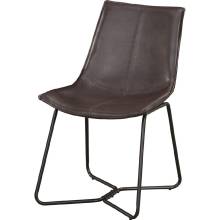 1968 Alpine Furniture 1968-03 Live Edge Dining Chair Dark Brown Bonded Leather