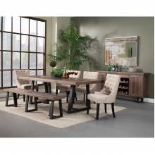 1568 Alpine Furniture 1568-01 Prairie 6PC SETS Dining Table + 4 Chairs + Bench
