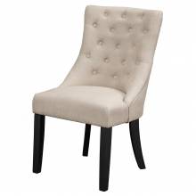 1568 Alpine Furniture 1568-02 Prairie Upholstered Dining Chairs Tufted Cream Linen Fabric 