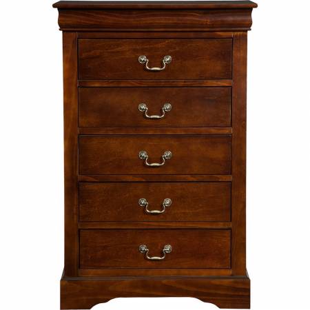 2200 Alpine Furniture 2204 West Haven 5 Drawer Tall Boy Chest Cappuccino Finish
