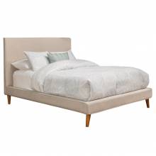 1096 Alpine Furniture 1096CK Britney California King Upholstered Platform Bed Light Gray Linen on Acorn Legs