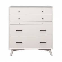 966-W Alpine Furniture 966-W-05 Flynn Mid Century Modern 4 Drawer Multifunction Chest Pull Out Workstation Tray White Finish