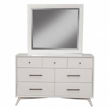 966-W Alpine Furniture 966-W-03 Flynn Mid Century Modern 7 Drawer Dresser White Finish