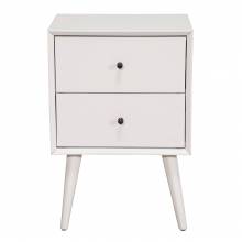 966-W Alpine Furniture 966-W-02 Flynn Mid Century Modern 2 Drawer Nightstand White Finish