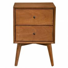 966 Alpine Furniture 966-02 Flynn Mid Century Modern 2 Drawer Nightstand Acorn Finish