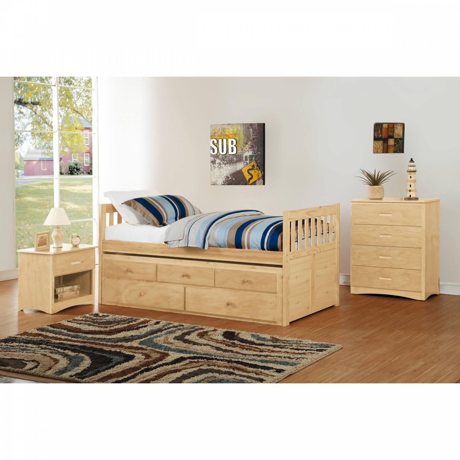 Twin beds with outlet trundle sets