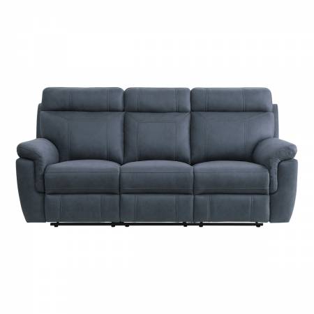 9301BUE-3 Double Reclining Sofa with Drop-Down Cup Holders