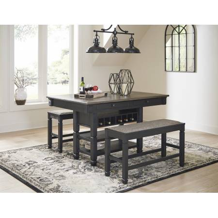 D736-32-09(2) 3PC SETS Tyler Creek RECT Dining Room Counter Table + 2 Bench