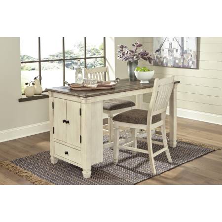 D647 Bolanburg 3PC SETS RECT Dining Room Counter Table + 2 Upholstered Barstool