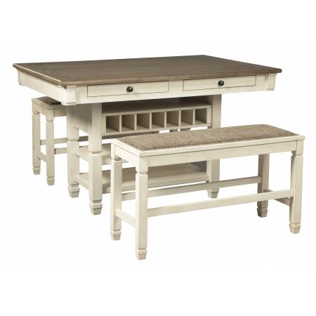 D647 Bolanburg 3PC SETS RECT Dining Room Counter Table + 2 Bench