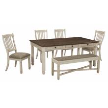 D647 Bolanburg 6PC SETS Rectangular Dining Room Table + 4 Side Chairs + Benchs