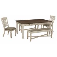 D647 Bolanburg 5PC SETS Rectangular Dining Room Table + 2 Side Chairs + 2 Benchs