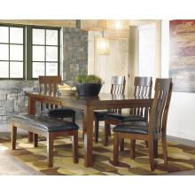 D594 6PC SETS Ralene RECT DRM Butterfly EXT Table + 4 Side Chairs + Bench