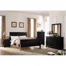 23730Q-4PC 4PC SETS Louis Philippe Queen Bed + Nightstand + Dresser + Mirror