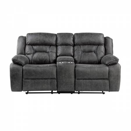 9989GY-2 Double Reclining Love Seat with Center Console