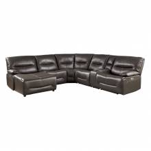 9579BRW*6LCRRPW 6-Piece Power Reclining Sectional with Left Chaise