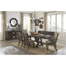 5799-86*6 6PC SETS Dining Table + 2 Side Chairs + 2 Arm Chairs + Bench with Arms
