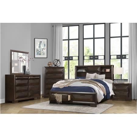 1753K-1CK*4 4PC SETS California King Platform Bed + Night Stand + Dresser + Mirror