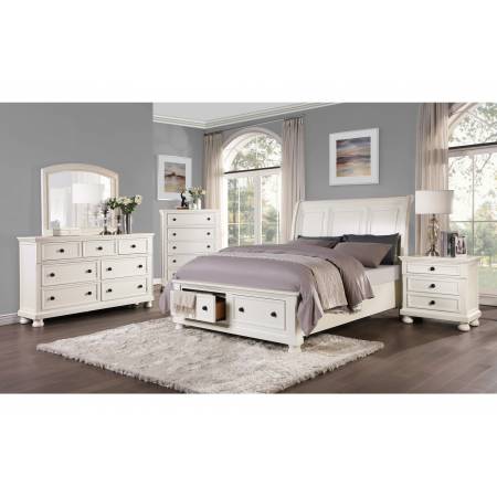 1714W-1*4 4PC SETS Queen Sleigh Platform Bed + Night Stand + Dresser + Mirror