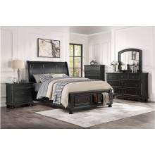 1714KBK-1CK*4 4PC SETS California King Sleigh Platform Bed + Night Stand + Dresser + Mirror