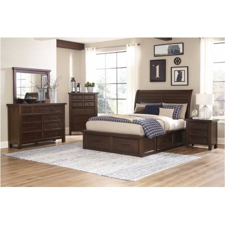 1559-1*4 4PC SETS Queen Platform Bed + Night Stand + Dresser + Mirror