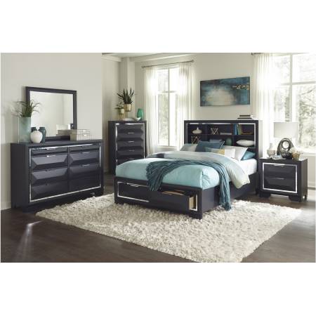 1553K-1CK*5 5PC SETS California King Platform Bed + Night Stand + Dresser + Mirror + Chest