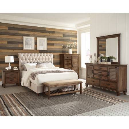 300525KE-S4 4PC SETS Eastern King Bed + Nightstand + Dresser + Mirror