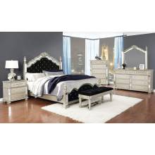 222731Q-S4 4PC SETS Heidi Queen Bed + Nightstand + Dresser + Mirror