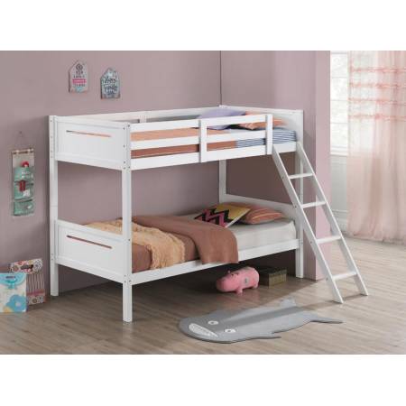 405051WHT TWIN/TWIN BUNK BED