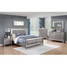 204921KE-S4 4PC SETS Leighton Eastern King Panel Bed + Nightstand + Dresser + Mirror