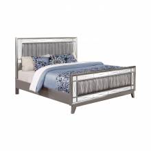 204921F Leighton Full Panel Bed With Mirrored Accents Mercury Metallic