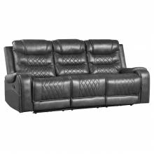 9405GY-3 Double Reclining Sofa with Drop-Down Cup Holders, Receptacles and USB ports
