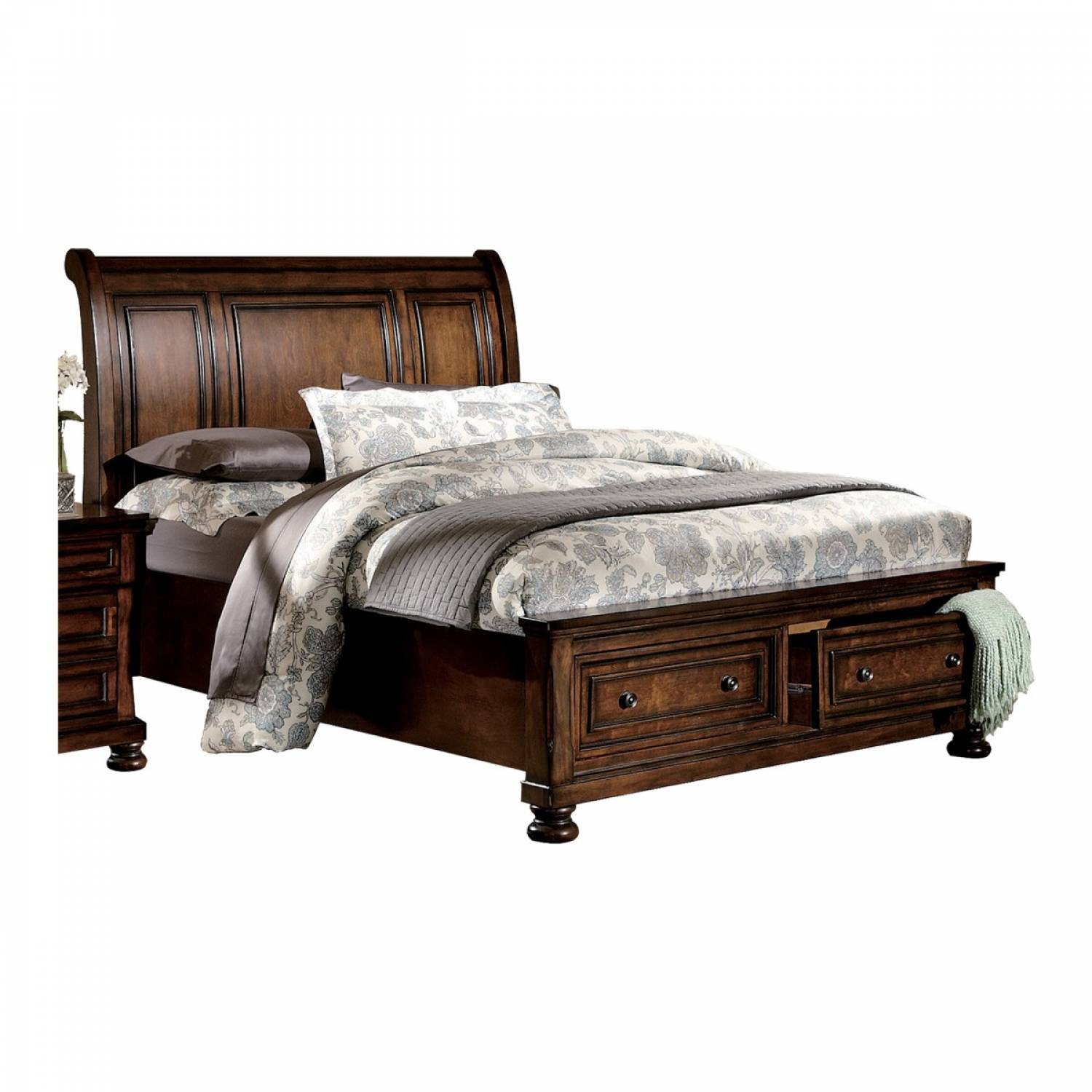 2159f 1 Full Sleigh Platform Bed With Footboard Storage