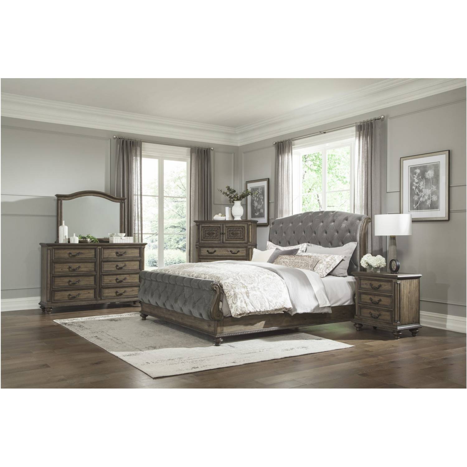 1693K-1EK*4 4PC SETS Eastern King Bed + NS + D + M