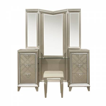 1522-15WF* Vanity Dresser with Mirror and LED Lighting