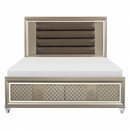 1515-1* Queen Platform Bed with LED Lighting and Storage Footboard