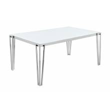 193001 Pauline Rectangular Dining Table With Metal Leg White And Chrome