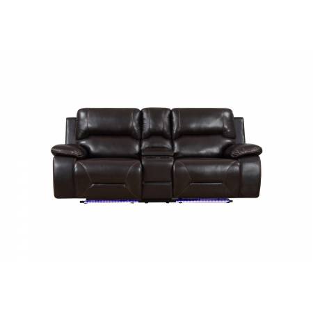 9422 - Brown Power Reclining Console Loveseat
