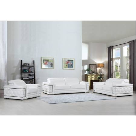 692 - White 2pc sets Sofa + Loveseat