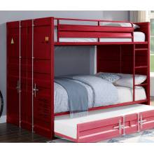 37915 Cargo Red Finish Metal Full over Full Bunk Bed